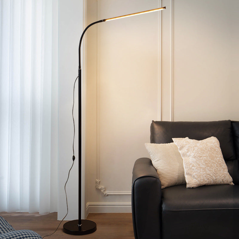 Linear 1 Light Floor Lamp Contemporary Metal Floor Lamps in Black for Living Room