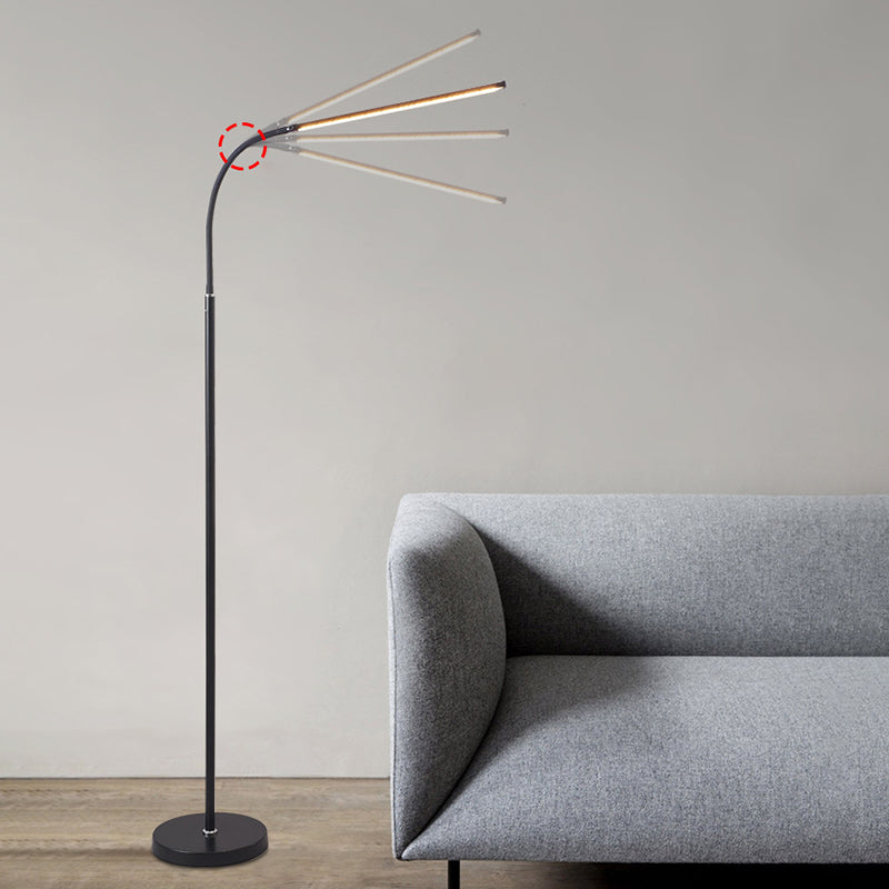 Linear 1 Light Floor Lamp Contemporary Metal Floor Lamps in Black for Living Room