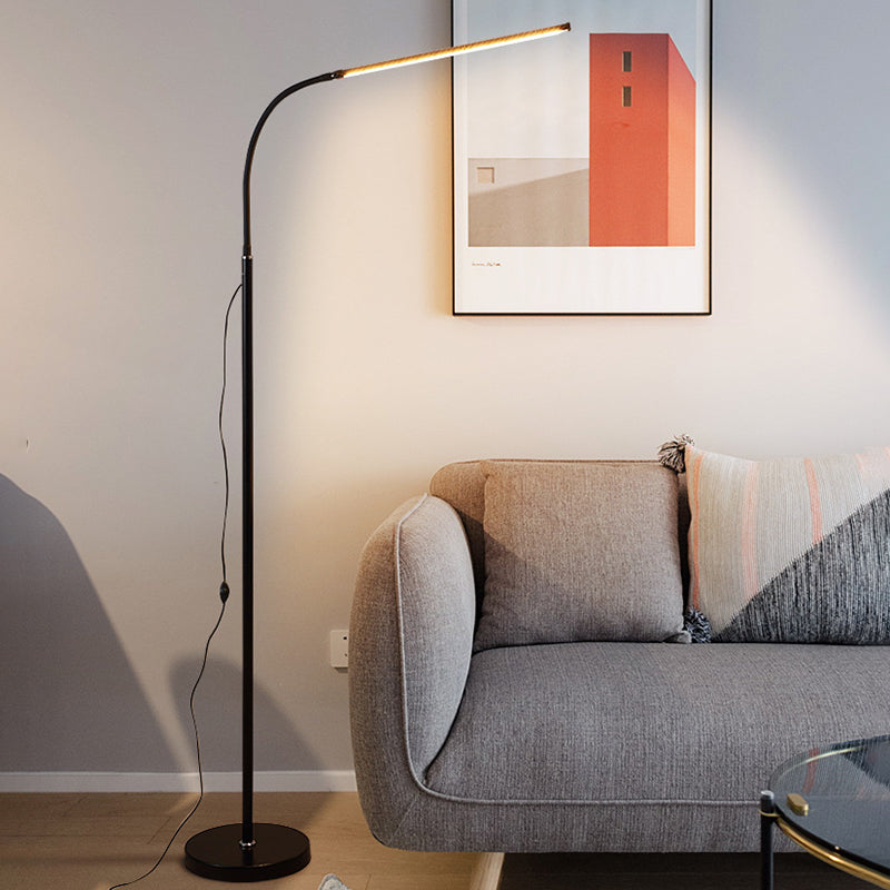 Lineaire 1 lichte vloerlamp eigentijdse metalen vloerlampen in het zwart voor woonkamer