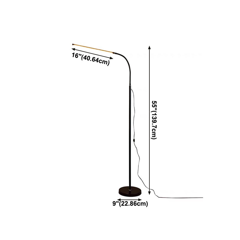 Linear 1 Light Floor Lamp Contemporary Metal Floor Lamps in Black for Living Room