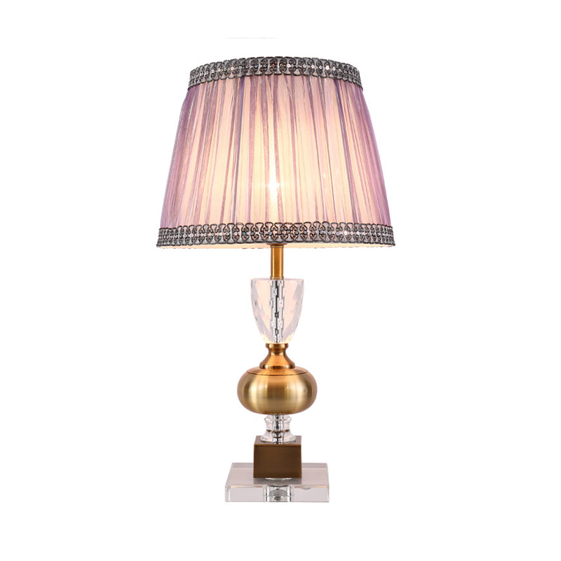 Tapered Study Lamp Modern Fabric 1 Bulb Task Lighting in Light Purple for Bedroom