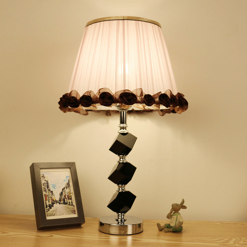 Faceted Crystal Cone Night Light Modern 1-Light Table Lighting in Pink for Living Room