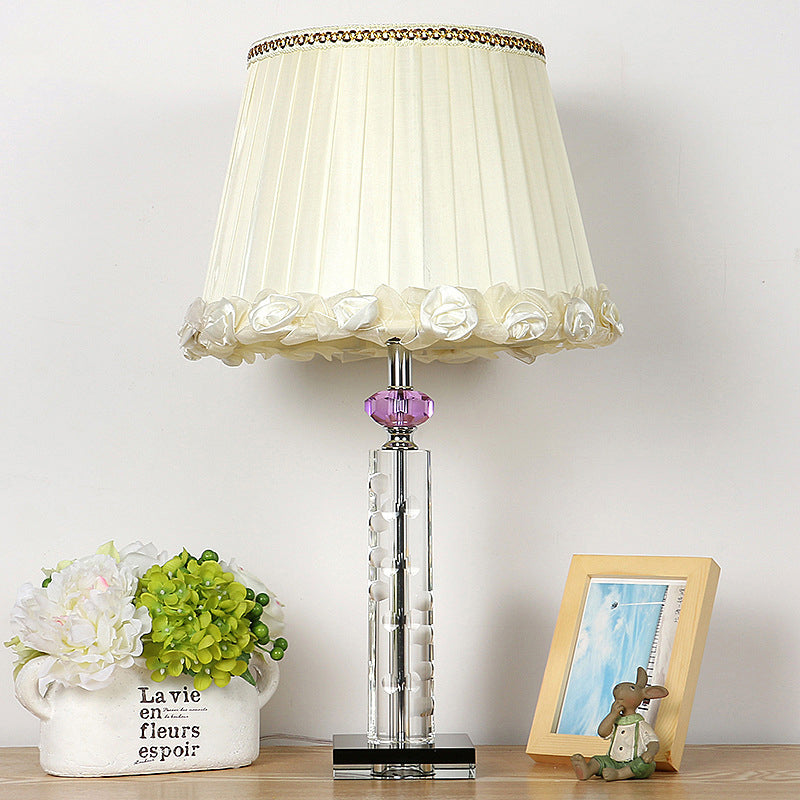 1 lamp slaapkamer nachtlamp minimalistische witte tafelverlichting met kolom heldere kristalbasis
