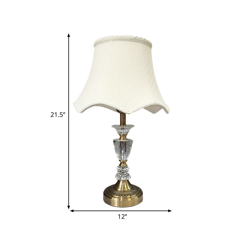 Modern Scalloped Table Lamp Faceted Crystal 1 Head Living Room Nightstand Light in Gold