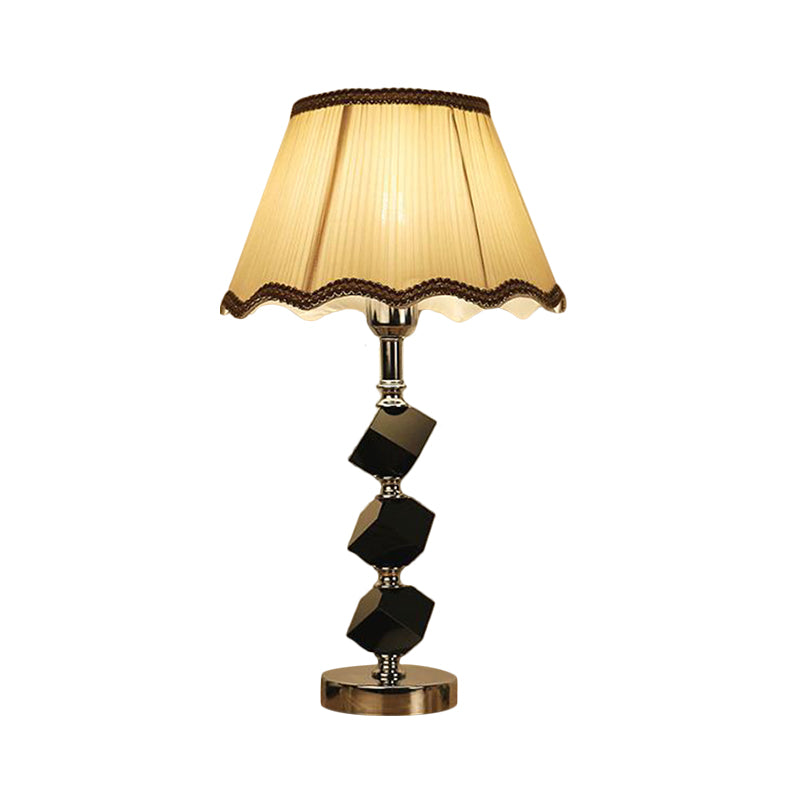 Light Brown Scalloped Nightstand Light Contemporary 1 Bulb Crystal Block Table Lamp