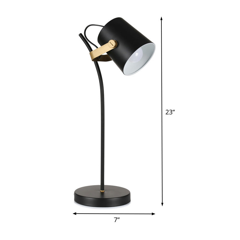 Contemporary 1 Head Task Lighting Black Barrel Small Desk Lamp with Metal Shade