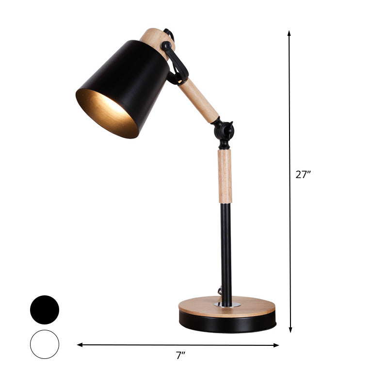 Bell Desk Light Contemporary Metal 1 Bulb Black/White Night Table Lamp for Living Room