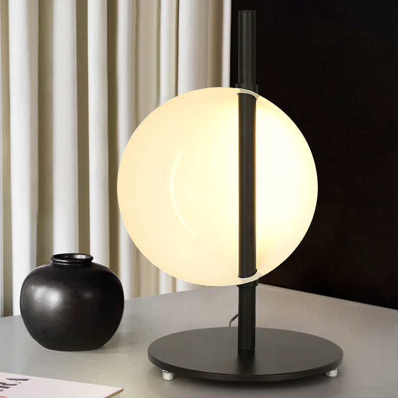 Modernist Bowl Nightstand Lamp Metal LED Task Lighting in Black for Living Room