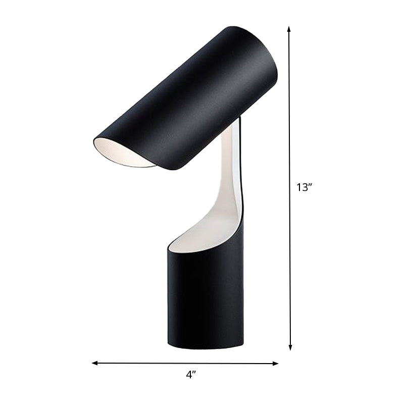 Metal Cylindrical Task Light Modernism 1 Head Night Table Lamp in Black for Bedroom