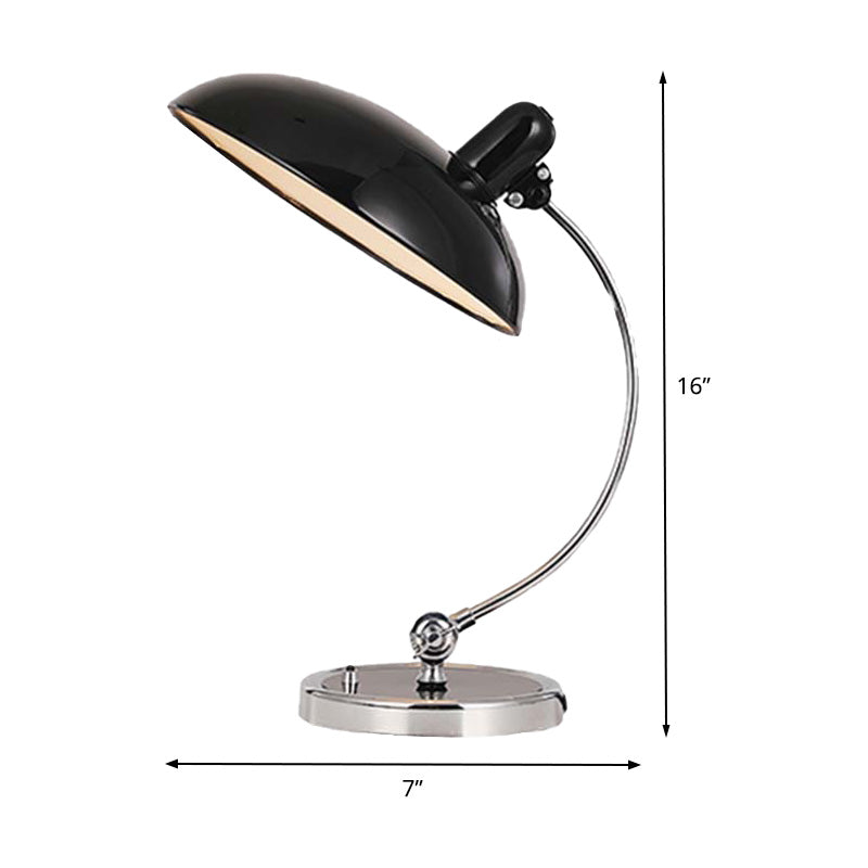 1 Head Dining Room Task Light Modern Black Small Desk Lamp with Flat Metal Shade