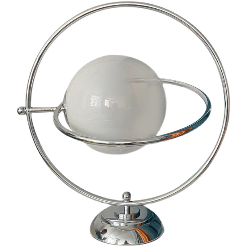 Modern Style Spherical Shape Table Lamp Glass 1-Light Table Light in Silver