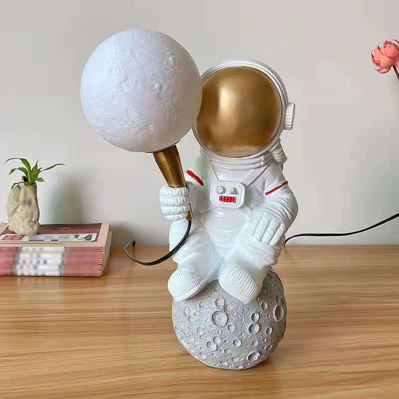 Modern Style Astronaut Shape Night Table Lamp Resin 1 Light Table Light