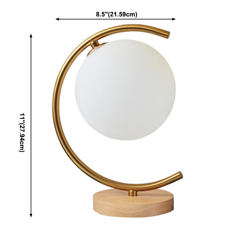 Sphere Night Table Lamps Modern Glass 1 Light Nightstand Lamp in Gold