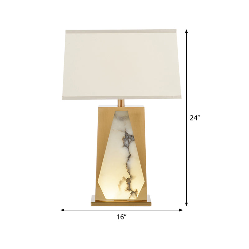 Gold Trapezoid Night Table Light Post-Modern 1-Head Fabric Nightstand Lighting for Bedroom