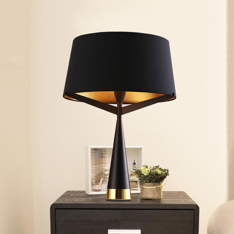 Black Empire Shade Table Light Modern 1 Head Fabric Nightstand Lighting for Living Room