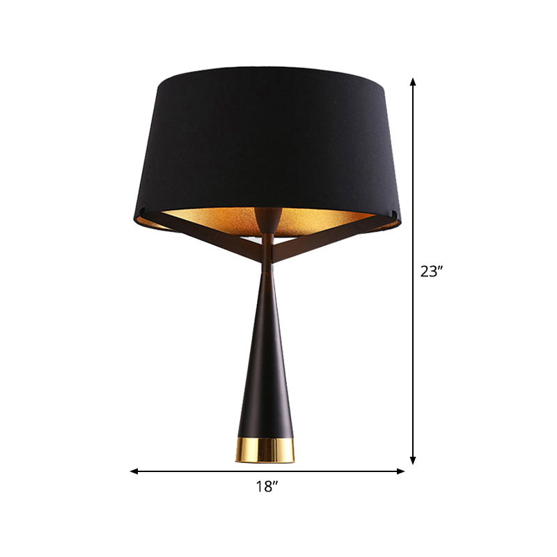 Black Empire Shade Table Light Modern 1 Head Fabric Nightstand Lighting for Living Room