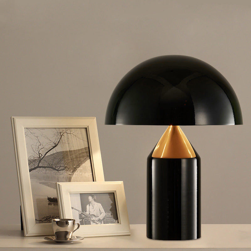 Dome Metal Table Light Post-Modern 2 Bulbs Black Nightstand Lamp for Living Room