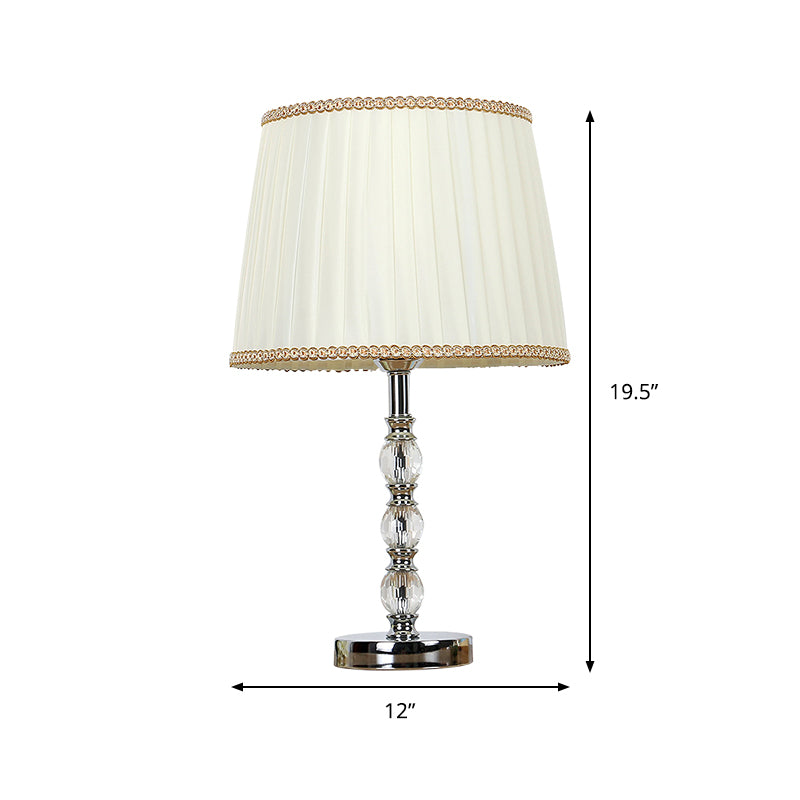 Crystal Barrel Nightstand Light Contemporary 1 Bulb Beige Night Table Lighting for Bedroom