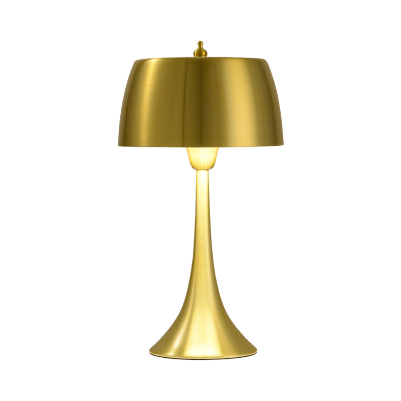 Drum Nightstand Light Post-Modern Metal 1 Light Gold Night Table Lighting for Bedroom