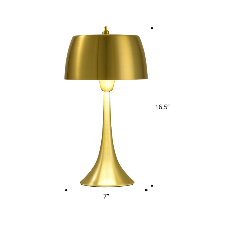 Drum Nightstand Light Post-Modern Metal 1 Light Gold Night Table Lighting for Bedroom