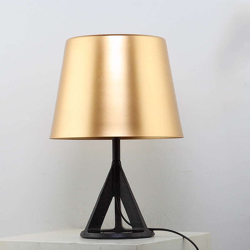 Metal Cone Night Table Lamp Minimalist 1 Bulb Gold Nightstand Lighting for Living Room