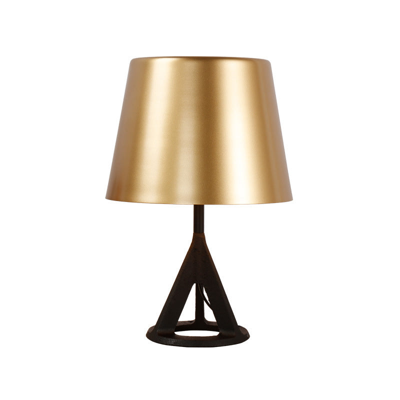 Metal Cone Night Table Lamp Minimalist 1 Bulb Gold Nightstand Lighting for Living Room