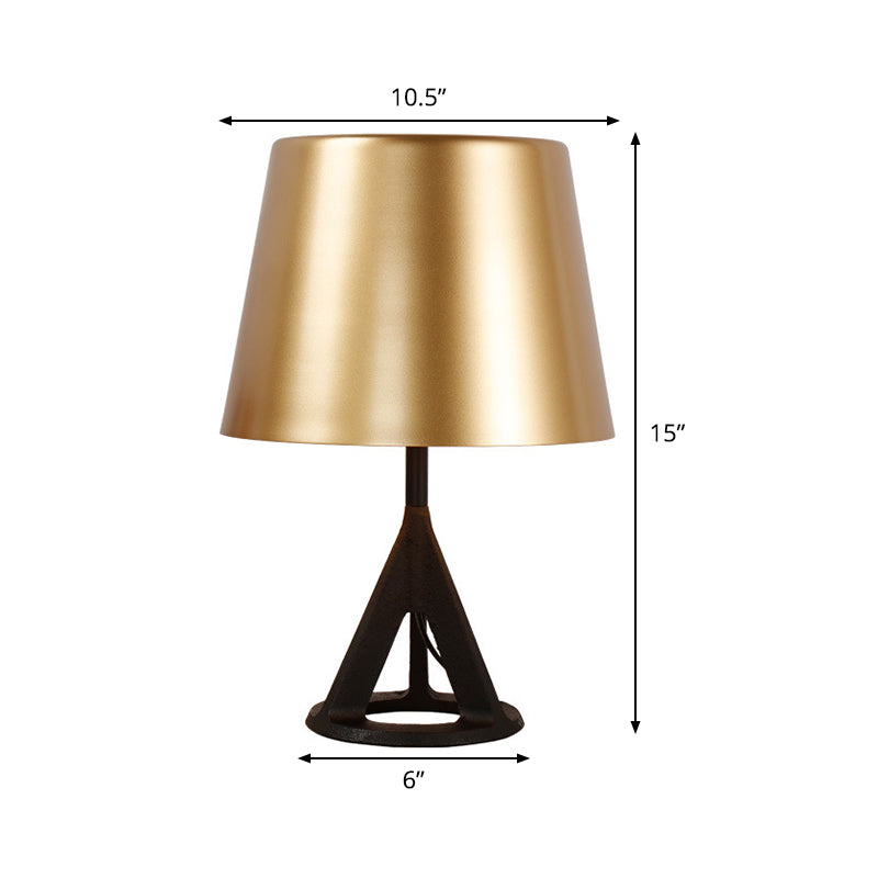 Metal Cone Night Table Lamp Minimalist 1 Bulb Gold Nightstand Lighting for Living Room