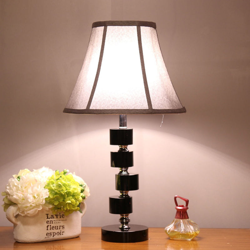 Paneled Bell Crystal Night Lighting Modernist 1-Head White Nightstand Lamp for Bedroom