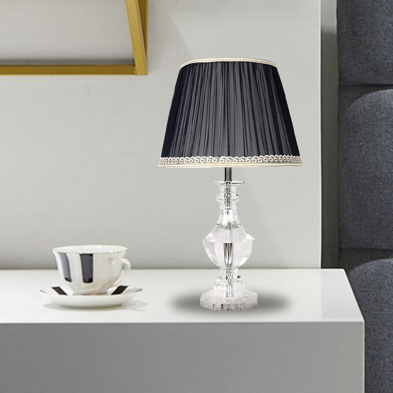 1 lampada da letto in lampadina lampada da comodino semplicità illuminazione da tavolo notturno con tonalità in tessuto conico