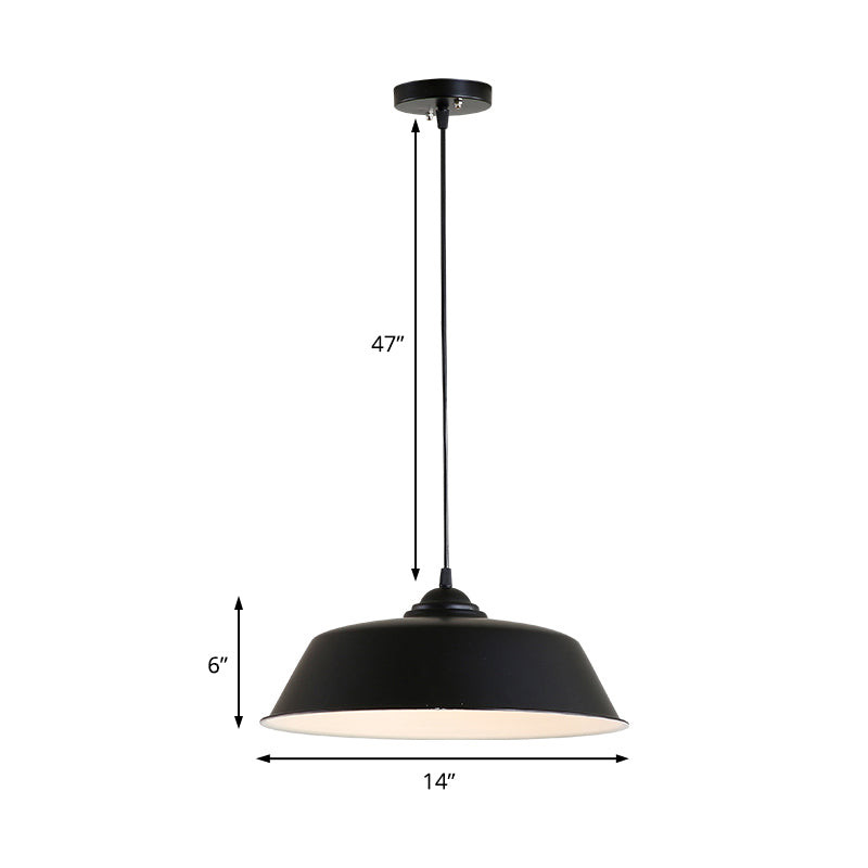 Metallic Black Finish Deckenlampe Schleimschatten 1 Kopf Retro Industrial Hanging Anhänger Licht für Restaurant, 10 "/14" breit