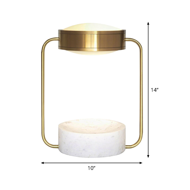 Metal Round Night Table Light Modernist 1-Bulb Gold Adjustable Nightstand Lighting for Study Room