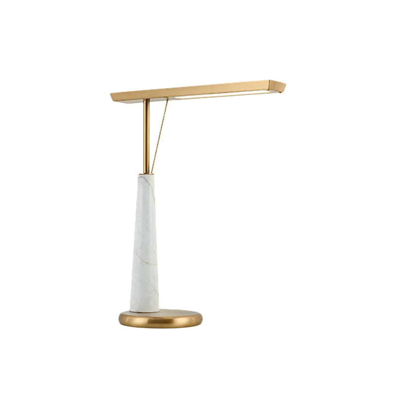 Metal Linear Night Light Post-Modern LED Brass Marble Nightstand Lamp for Study Room