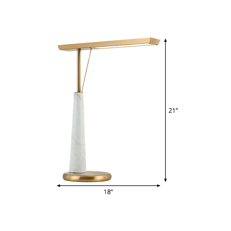 Metal Linear Night Light Post-Modern LED Brass Marble Nightstand Lamp for Study Room