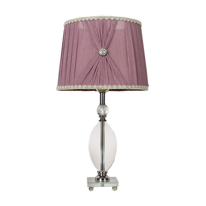 K9 Crystal Barrel Night Light Minimalism 1 Head Table Lamp in Purple with Faux-Braided Detailing