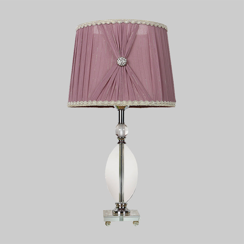 K9 Crystal Barrel Night Light Minimalism 1 Head Table Lamp in Purple with Faux-Braided Detailing