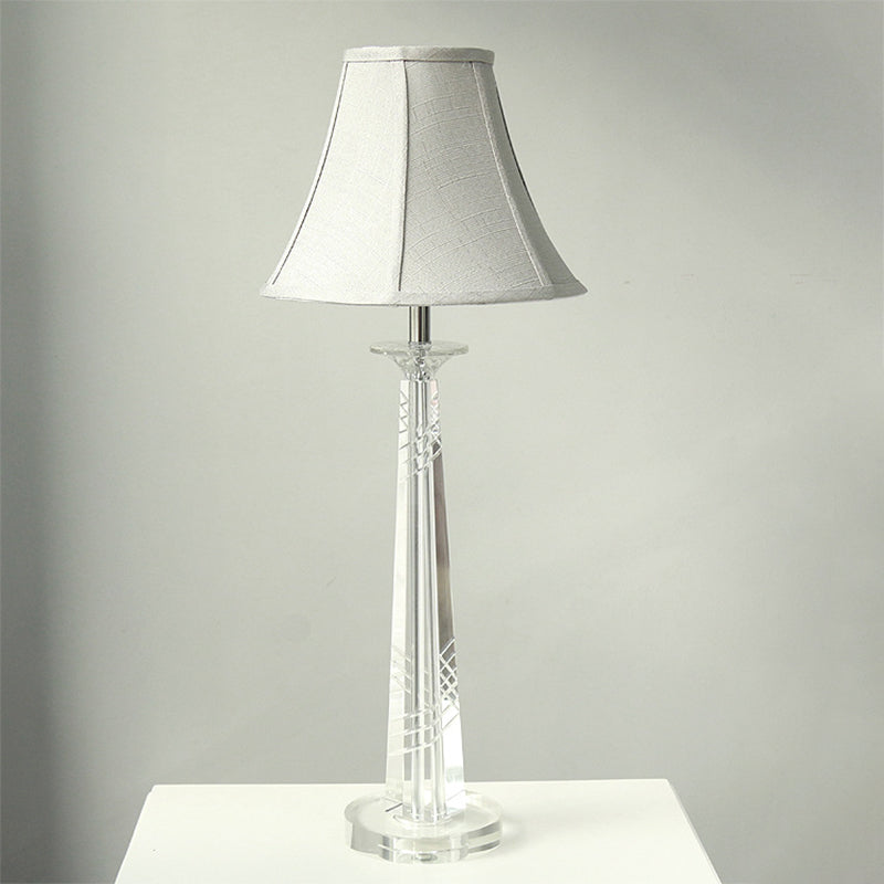 Cream Gray Bell Nightstand Light Contemporary 1 Bulb Clear K9 Crystal Night Lighting for Bedroom