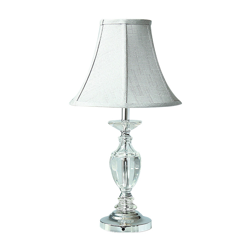 Minimalism Paneled Bell Night Lamp Hand-Cut Crystal 1-Head Bedroom Nightstand Light in Grey