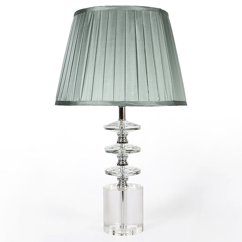 Empire Shade Night Table Lamp Modern Clear Crystal 1-Head Bedroom Nightstand Lighting in Grey