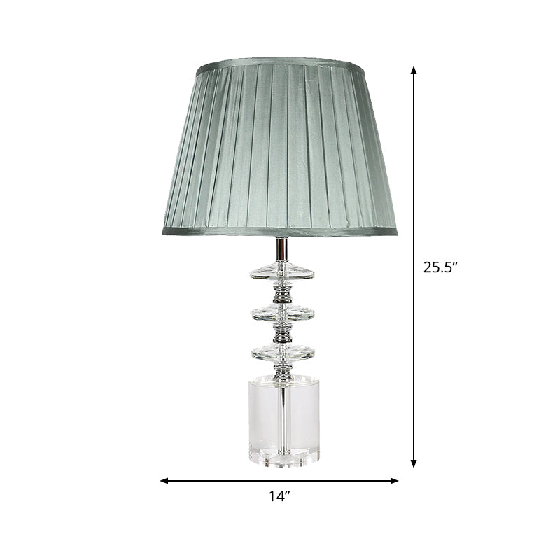 Empire Shade Night Table Lamp Modern Clear Crystal 1-Head Bedroom Nightstand Lighting in Grey