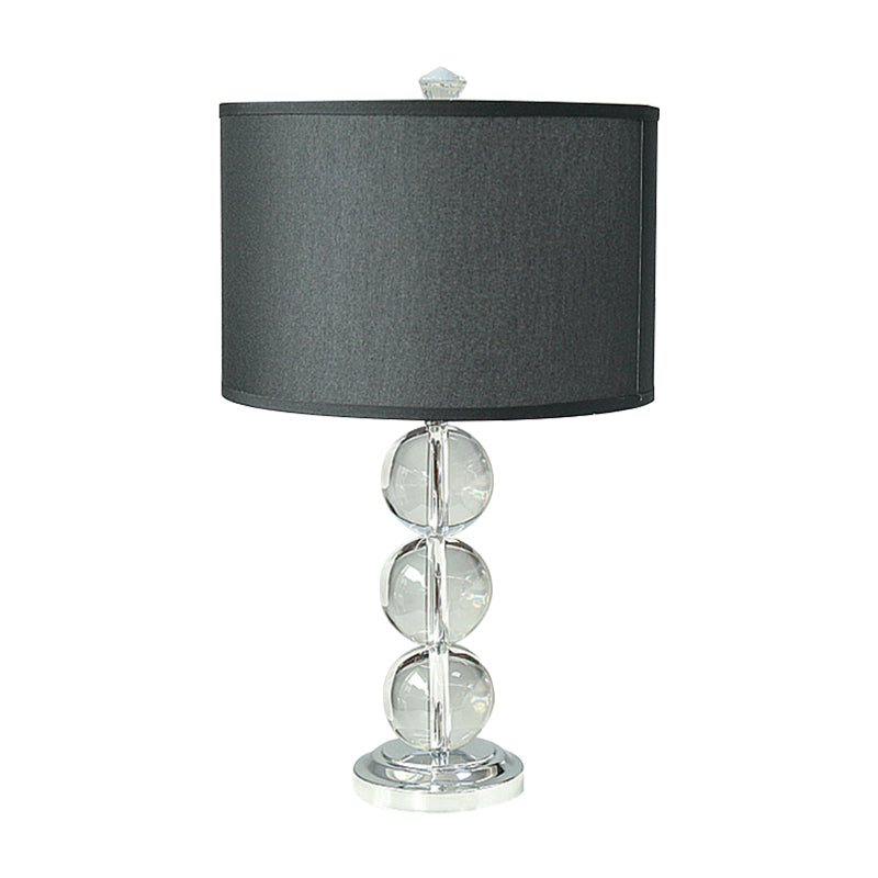 Tissu tambour table de nuit Éclairage minimaliste de la table de cheminée noire à 1 bulbe avec accent en cristal