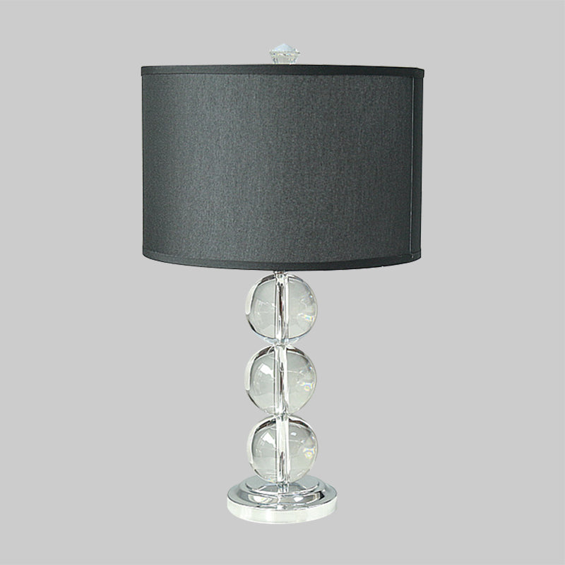 Tissu tambour table de nuit Éclairage minimaliste de la table de cheminée noire à 1 bulbe avec accent en cristal