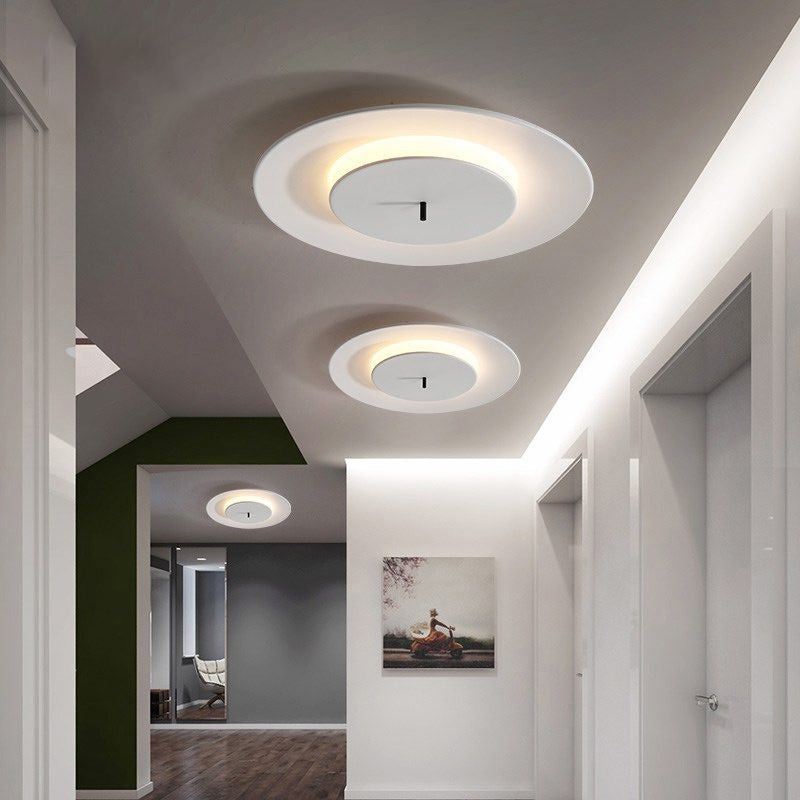 Modern Nordic LED Ceiling Fixture Lacquered Iron Circular Flush Mount with Acrylic Shade