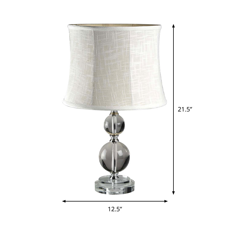 Crystal Ball Table Lighting Simplicity 1 Light Grey Night Lamp with Drum Fabric Shade