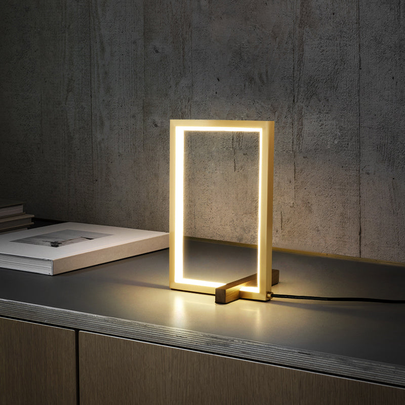 Rectangle 1 Light Table Lamp Contemporary Metal Night Table Lamps for Bedroom