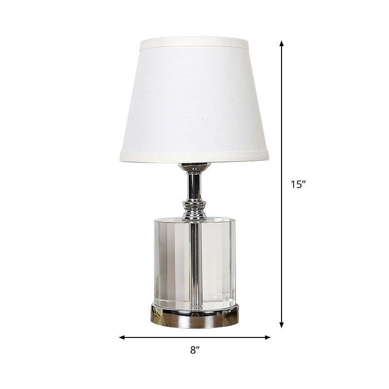 1 Head Bedroom Table Light Modernism White Night Lighting with Cylinder Clear K9 Crystal