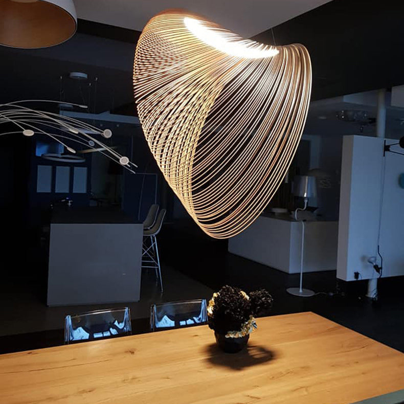 Accampatura unica illuminazione appesa in stile moderno in legno solido 1 lampada a sospensione leggera per soggiorno