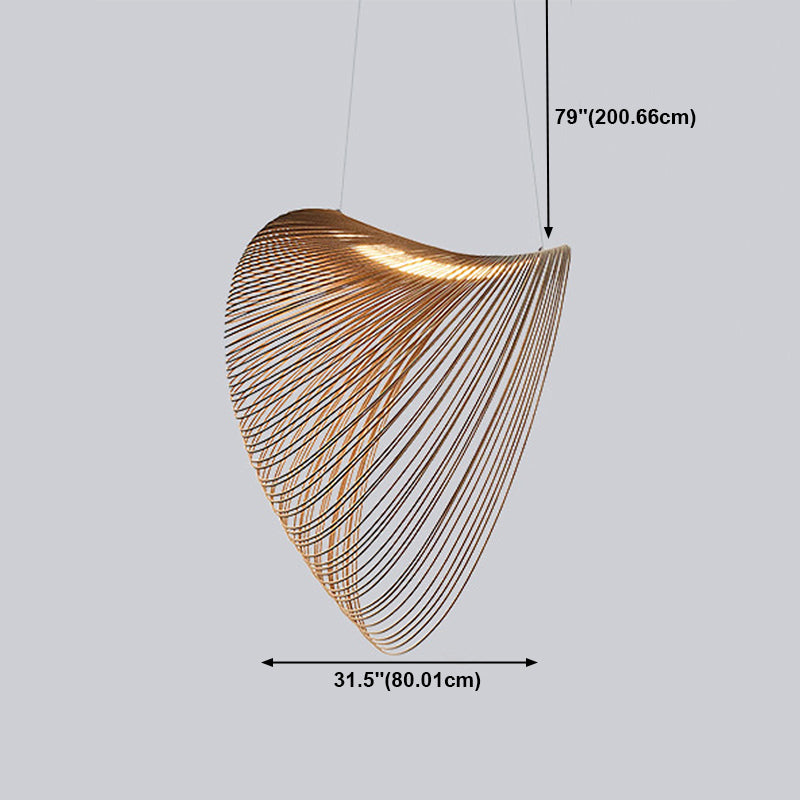 Unique Shade Hanging Lighting Modern Style Solid Wood 1 Light Pendant Lamp for Living Room