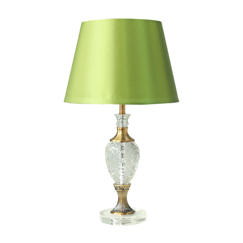 1-Light Bedroom Night Lamp Contemporary Green Table Lighting with Urn-Shaped Crystal