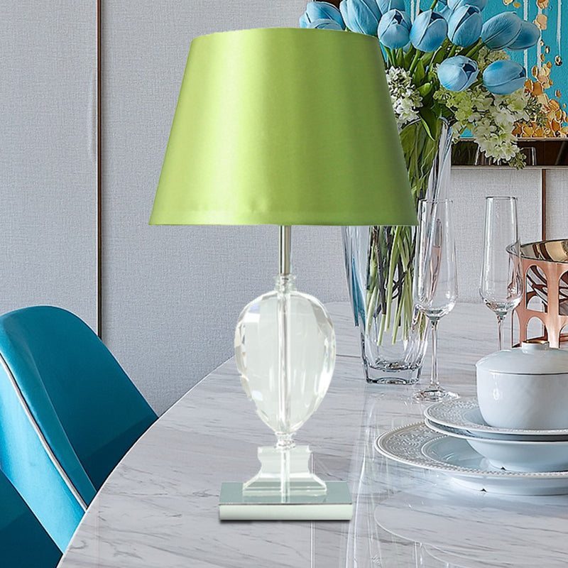 Empire Shade Night Light Modern Style Beveled Crystal 1-Light Bedroom Table Lamp in Green