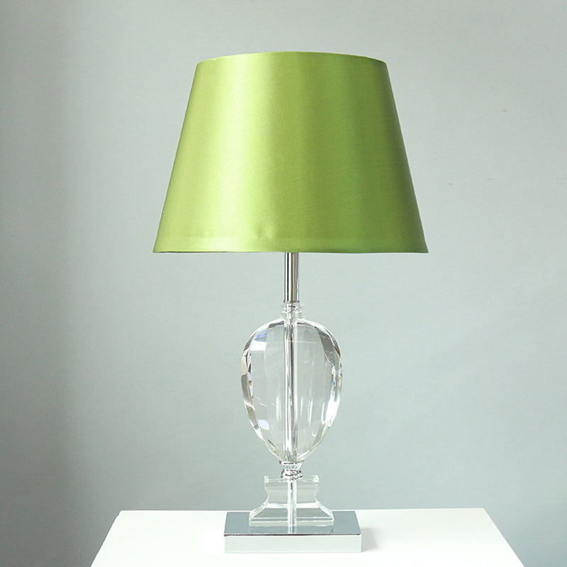 Empire Shade Night Light Modern Style Beveled Crystal 1-Light Bedroom Table Lamp in Green